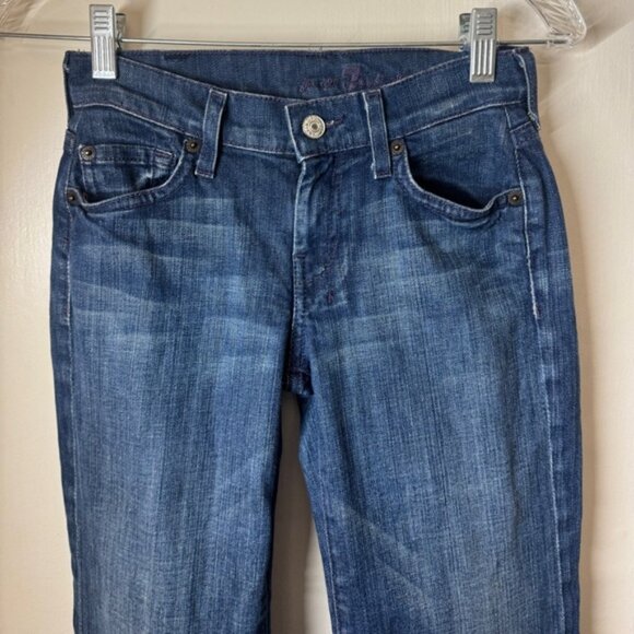 Vintage Y2K 7 For All Mankind Dojo Bootcut Embroidered Pockets Blue Jeans 24 - Picture 8 of 15